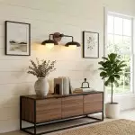 Katya Minimalist Wood Metal Double Dome Wall Sconce