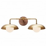 Katya Mid-century Wood Metal Double Dome Wall Sconce