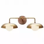 Katya Minimalist Wood Metal Double Dome Wall Sconce