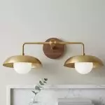 Katya Mid-century Wood Metal Double Dome Wall Sconce