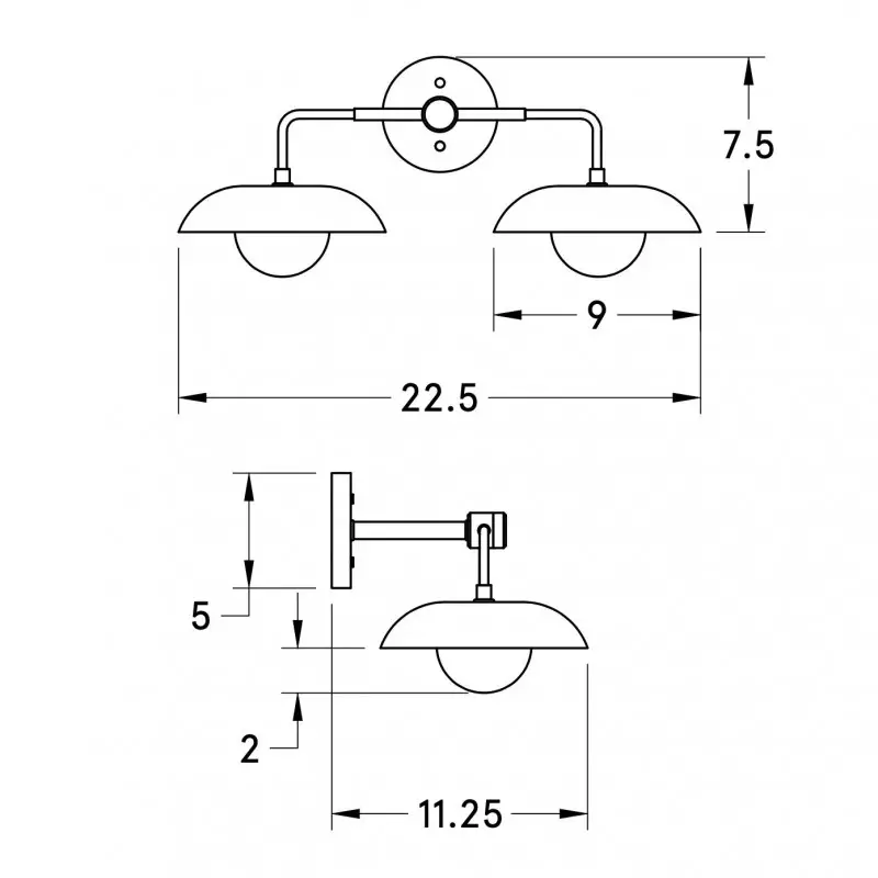 Katya Minimalist Wood Metal Double Dome Wall Sconce