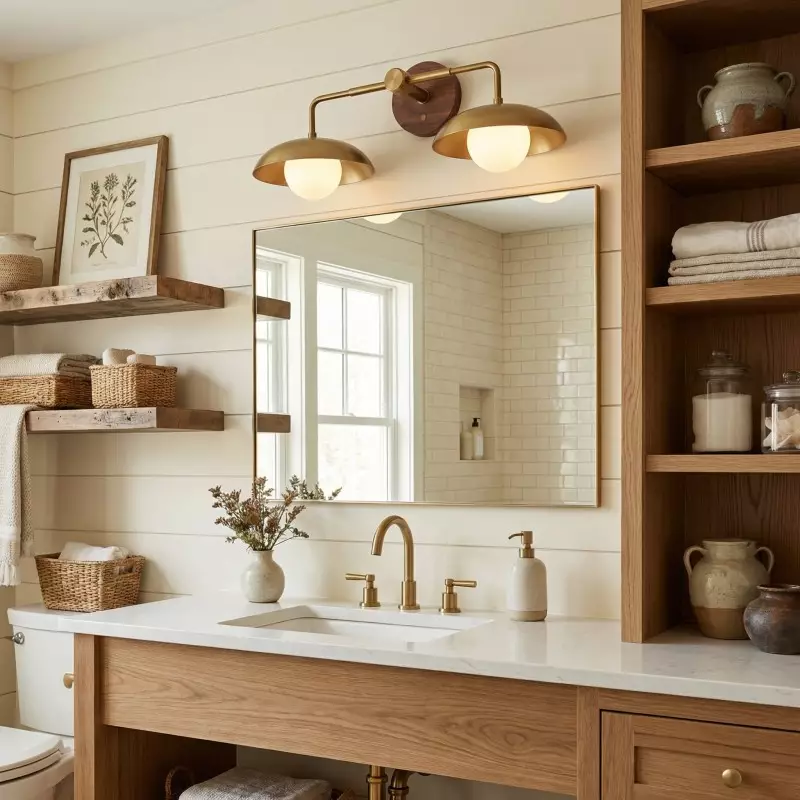 Katya Mid-century Wood Metal Double Dome Wall Sconce