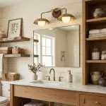 Katya Minimalist Wood Metal Double Dome Wall Sconce