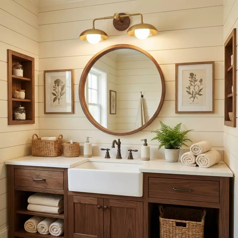 Katya Minimalist Wood Metal Double Dome Wall Sconce