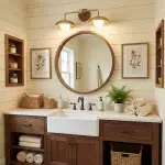 Katya Minimalist Wood Metal Double Dome Wall Sconce