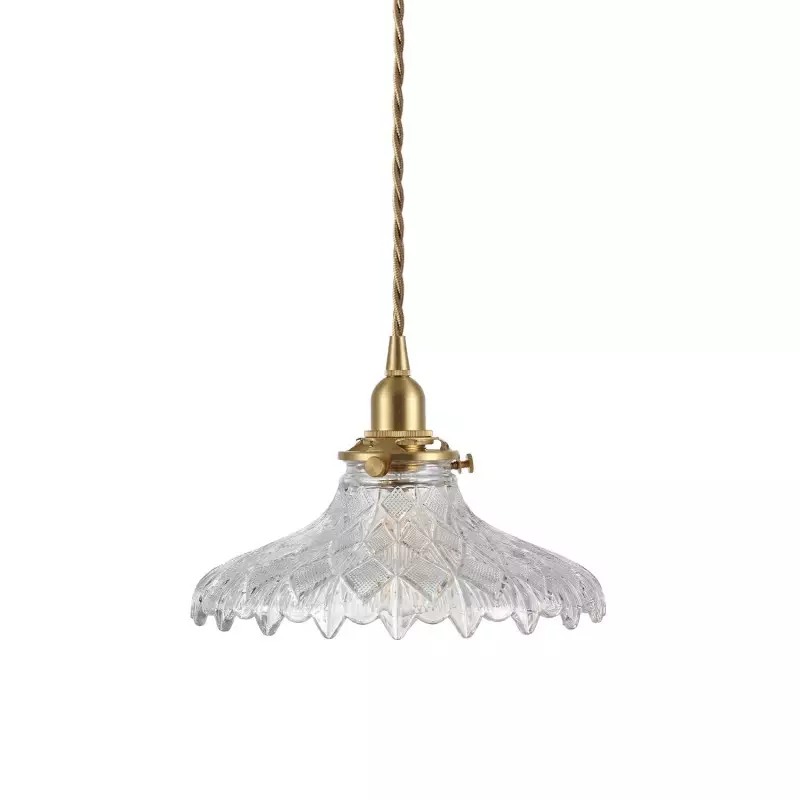 Gyran Retro Brass Lace Glass Pendant Light