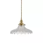 Gyran Retro Brass Lace Glass Pendant Light