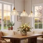 Gyran Retro Brass Lace Glass Pendant Light