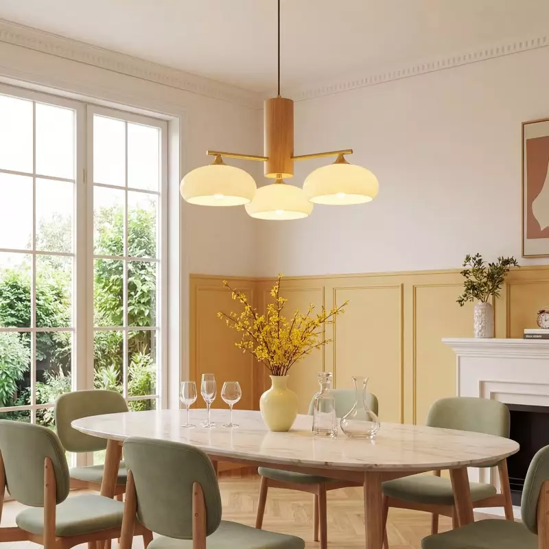 Xanthea Elliptical Persimmon Milk Glass Chandelier