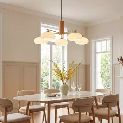 Xanthea Elliptical Persimmon Milk Glass Chandelier
