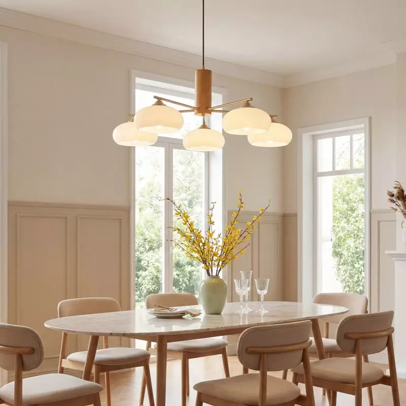 Xanthea Elliptical Persimmon Milk Glass Chandelier