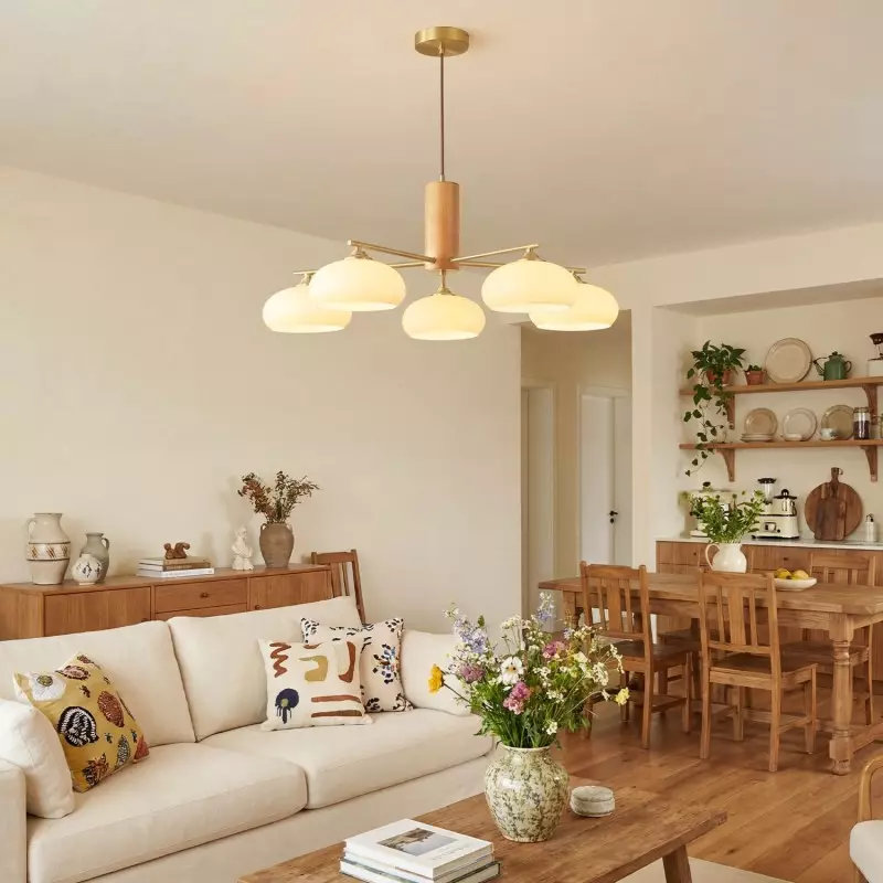 Xanthea Elliptical Persimmon Milk Glass Chandelier