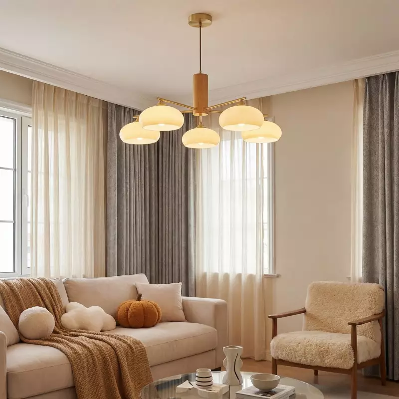 Xanthea Elliptical Persimmon Milk Glass Chandelier