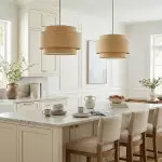 Orlaith Bohemian Rattan Tiered Drum Pendant Light