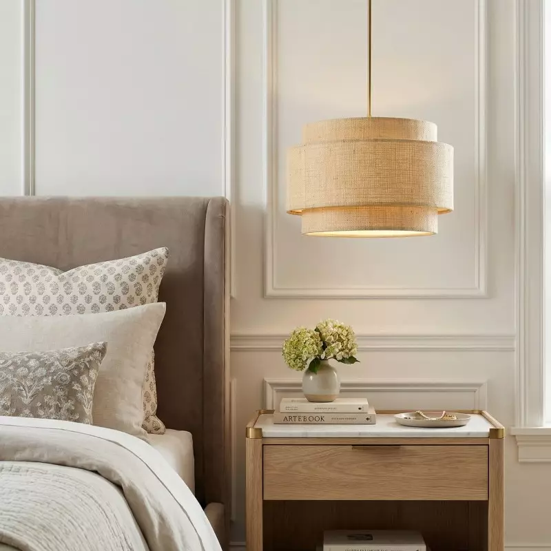 Orlaith Bohemian Rattan Tiered Drum Pendant Light