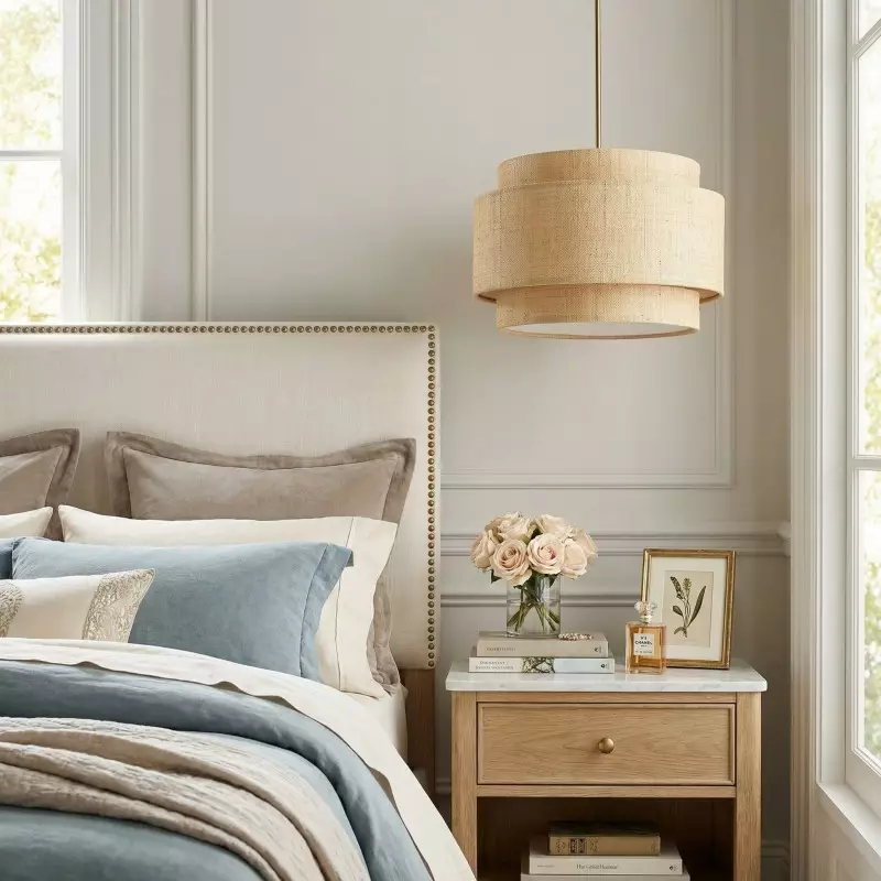 Orlaith Bohemian Rattan Tiered Drum Pendant Light