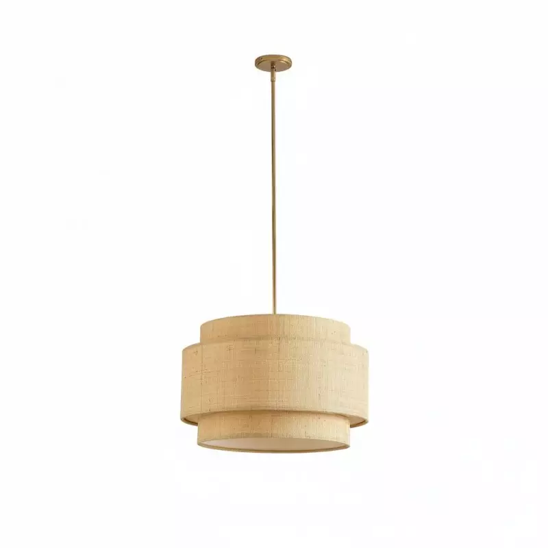 Orlaith Bohemian Rattan Tiered Drum Pendant Light