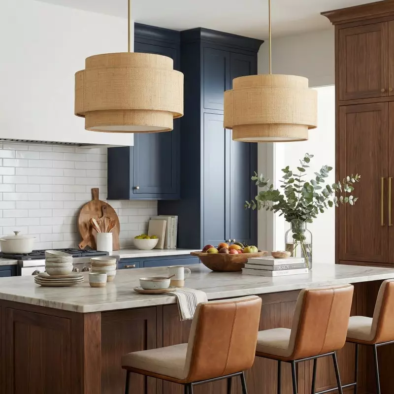 Orlaith Bohemian Rattan Tiered Drum Pendant Light