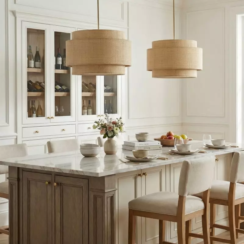 Orlaith Bohemian Rattan Tiered Drum Pendant Light