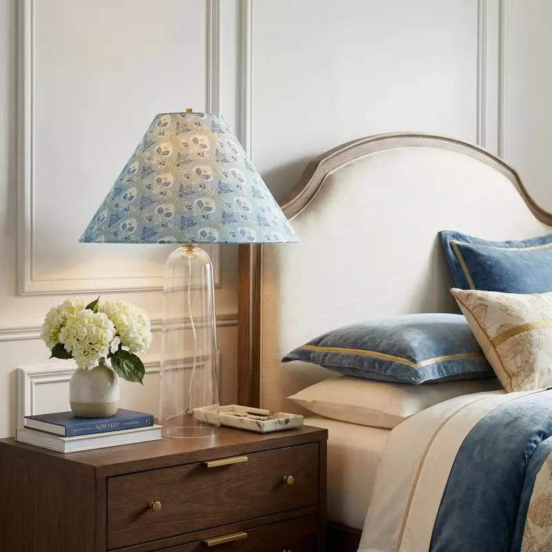 Paxton Vintage Linen Clear Glass Cylindrical Table Lamp