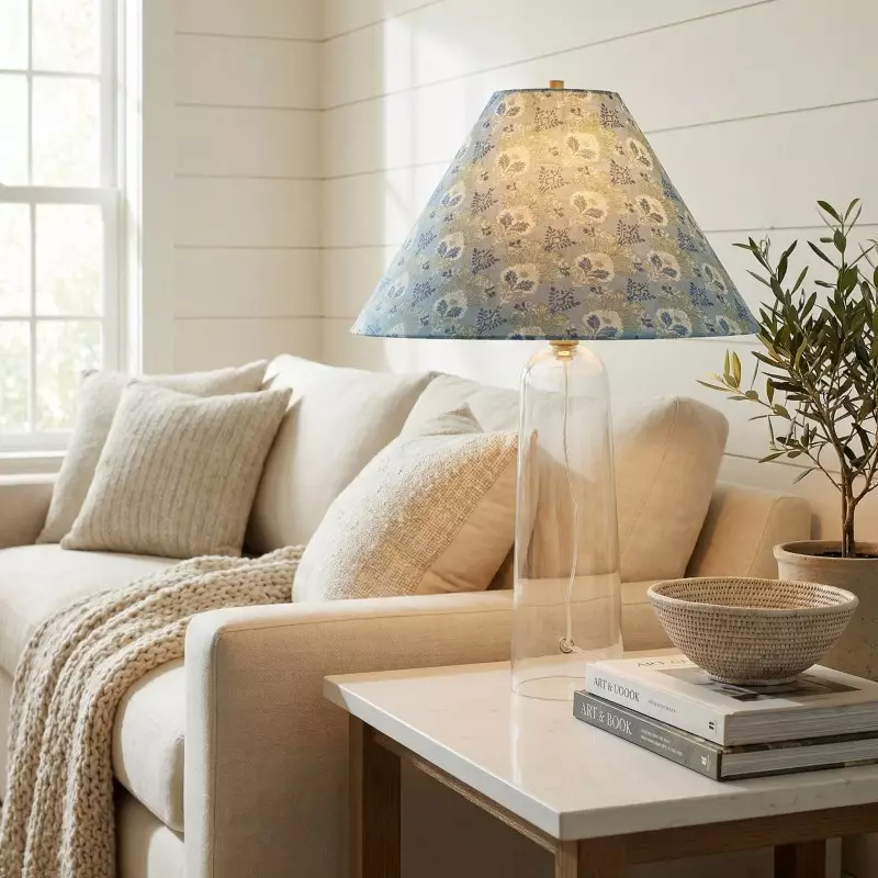 Paxton Vintage Linen Clear Glass Cylindrical Table Lamp