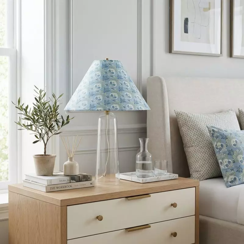 Paxton Vintage Linen Clear Glass Cylindrical Table Lamp