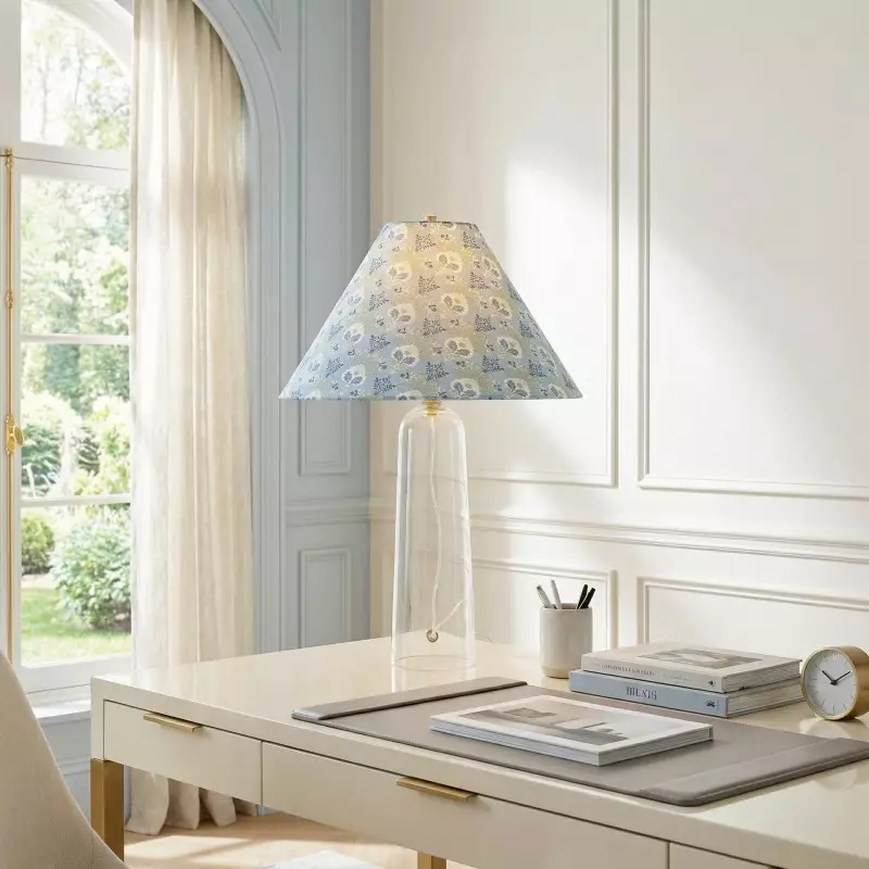 Paxton Vintage Linen Clear Glass Cylindrical Table Lamp