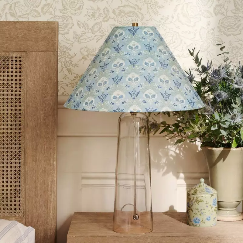 Paxton Vintage Linen Clear Glass Cylindrical Table Lamp