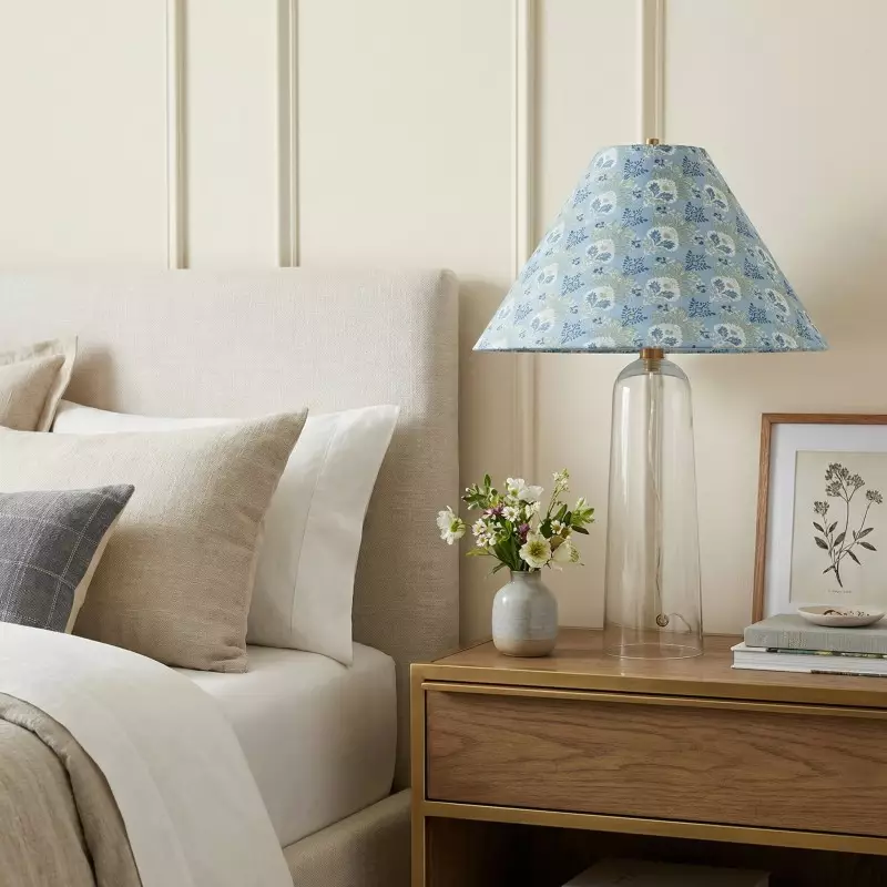 Paxton Vintage Linen Clear Glass Cylindrical Table Lamp