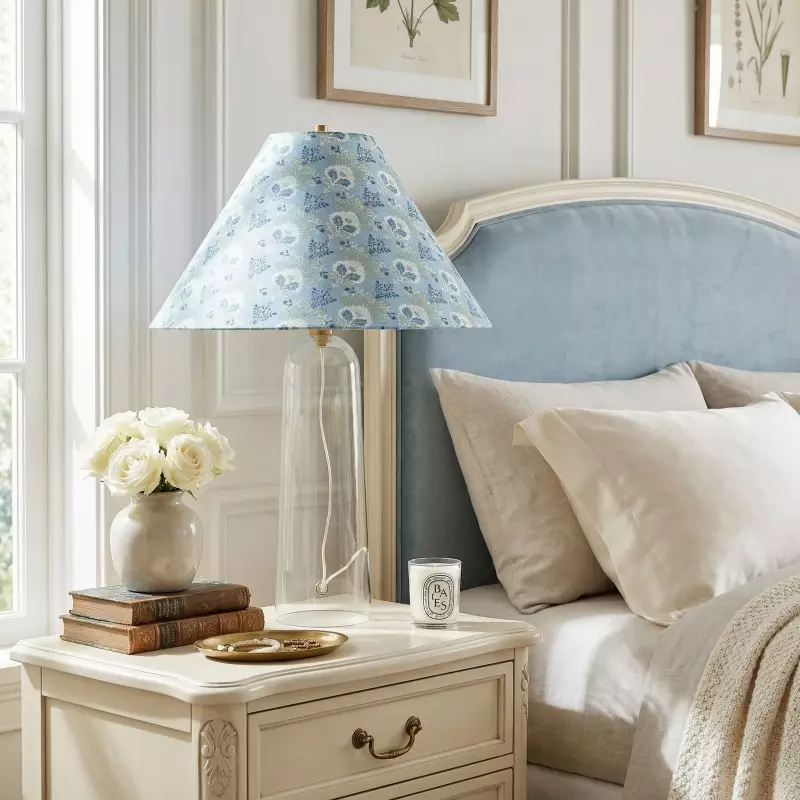 Paxton Vintage Linen Clear Glass Cylindrical Table Lamp