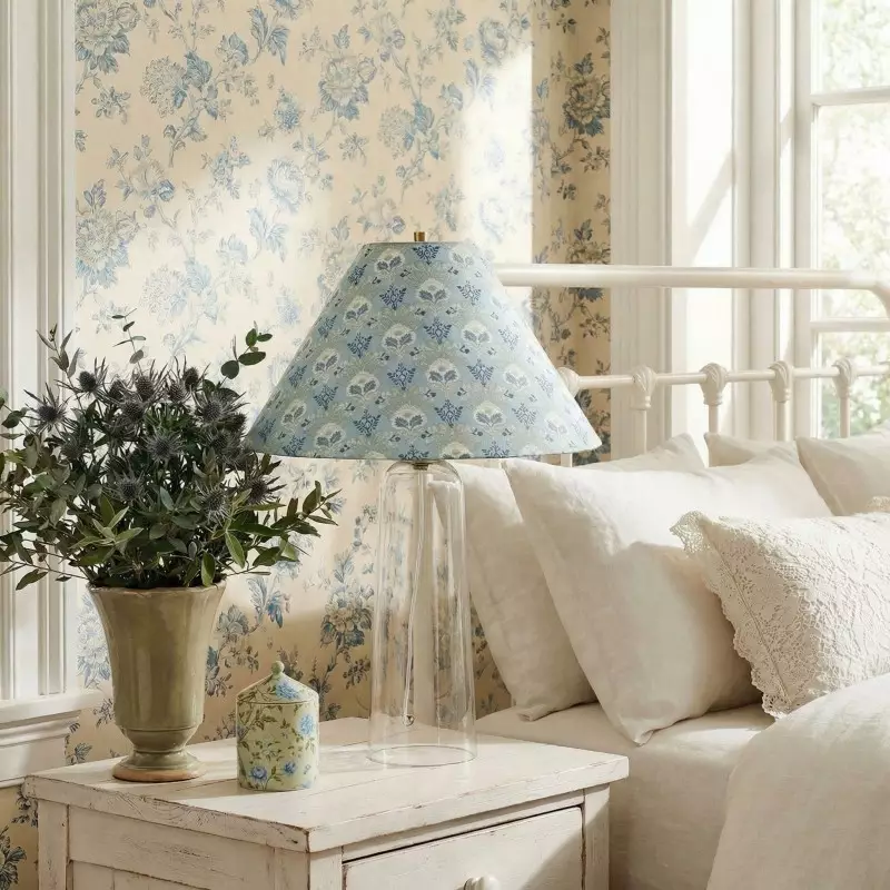 Paxton Vintage Linen Clear Glass Cylindrical Table Lamp