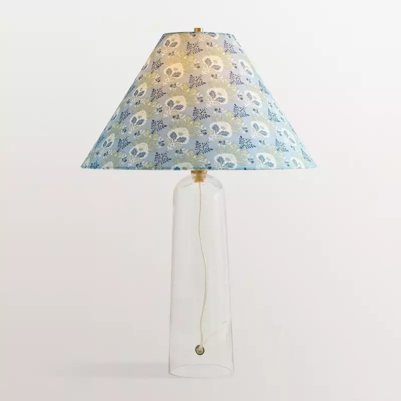 Paxton Vintage Linen Clear Glass Cylindrical Table Lamp