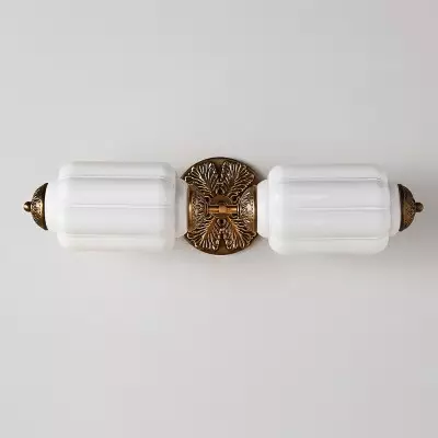 Cyrilith Vintage Art Deco Milk Glass Eloise Vanity Light