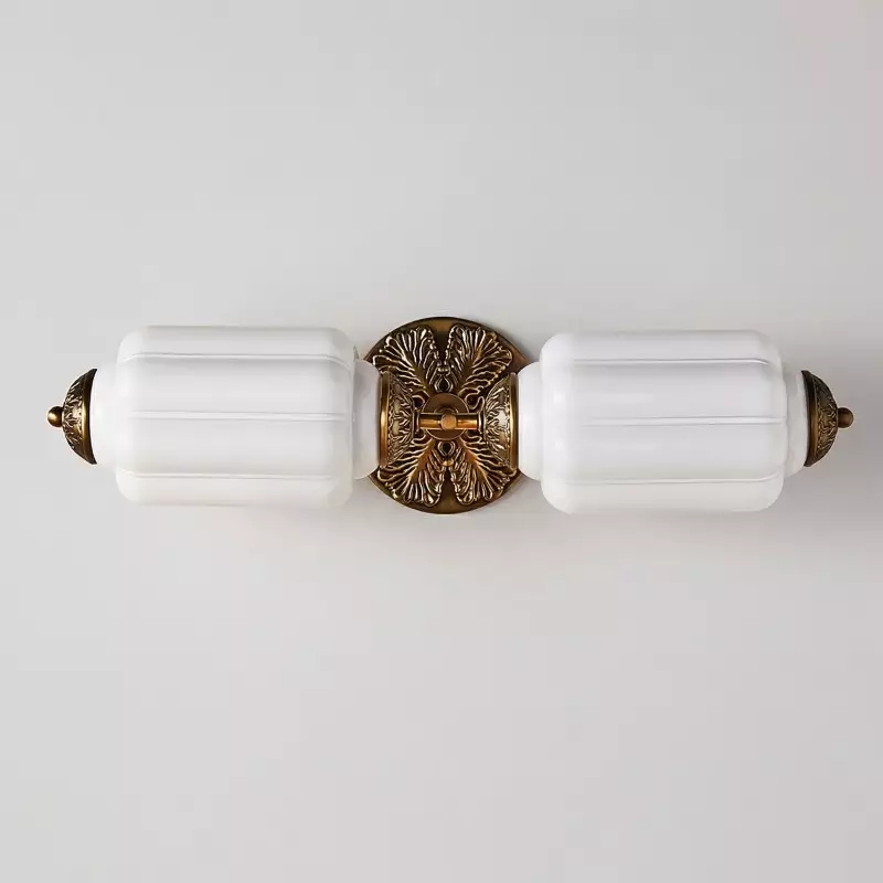 Cyrilith Vintage Art Deco Milk Glass Eloise Vanity Light