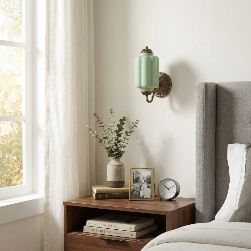 Cyrilith Vintage Milk Glass Oiled Brass Eloise Sconce