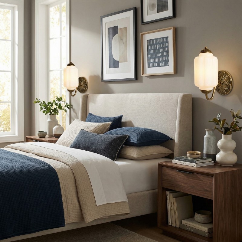 Cyrilith Vintage Milk Glass Oiled Brass Eloise Sconce