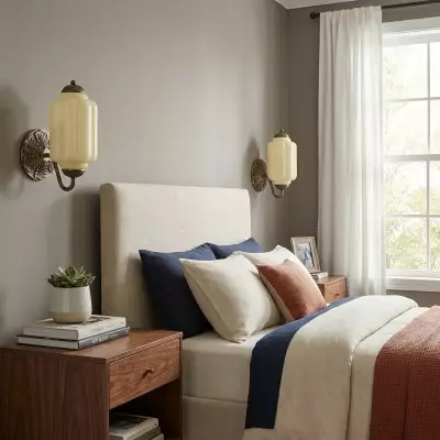 Cyrilith Vintage Milk Glass Oiled Brass Eloise Sconce