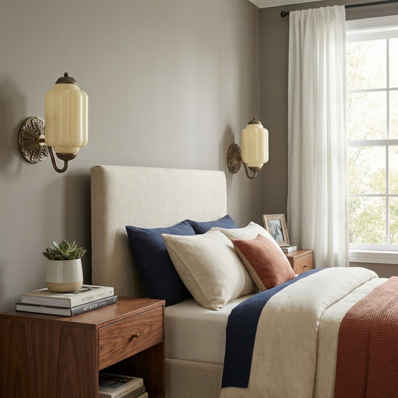 Cyrilith Vintage Milk Glass Oiled Brass Eloise Sconce