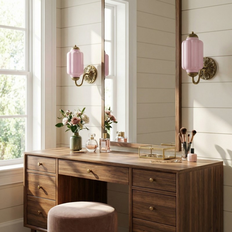 Cyrilith Vintage Milk Glass Oiled Brass Eloise Sconce