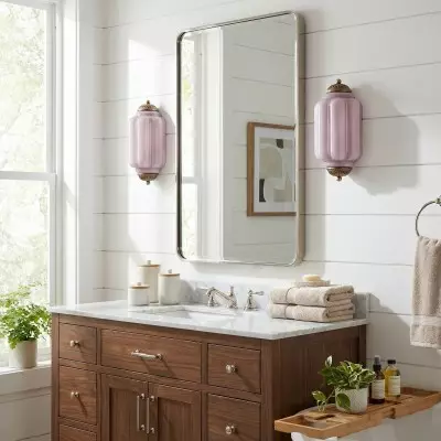 Michael Vintage Eloise Milk Glass Flush Wall Light