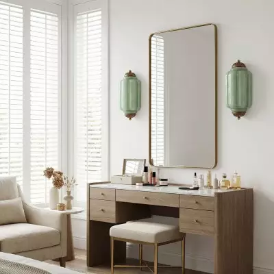 Michael Vintage Eloise Milk Glass Flush Wall Light