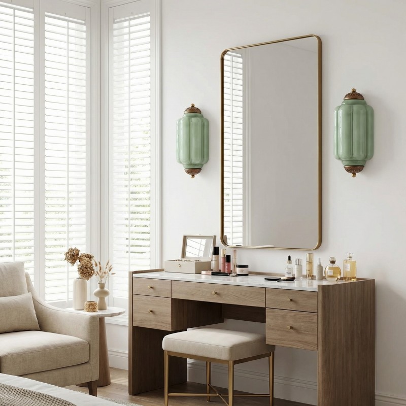 Michael Vintage Eloise Milk Glass Flush Wall Light