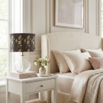 Waylon Vintage Floral Drum Shade Clear Glass Table Lamp