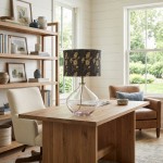 Waylon Vintage Floral Drum Shade Clear Glass Table Lamp