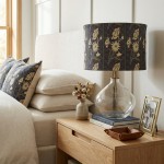 Waylon Vintage Floral Drum Shade Clear Glass Table Lamp