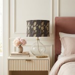 Waylon Vintage Floral Drum Shade Clear Glass Table Lamp