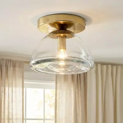 Brenna Modern Brass Cast Glass Dome Wall Sconce and Flush Mount
