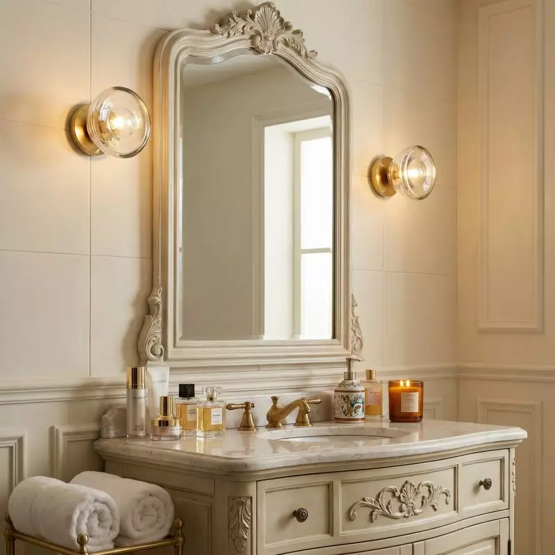 Brenna Modern Brass Cast Glass Dome Flush Mount & Wall Sconce