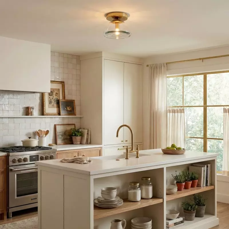 Brenna Modern Brass Cast Glass Dome Flush Mount & Wall Sconce