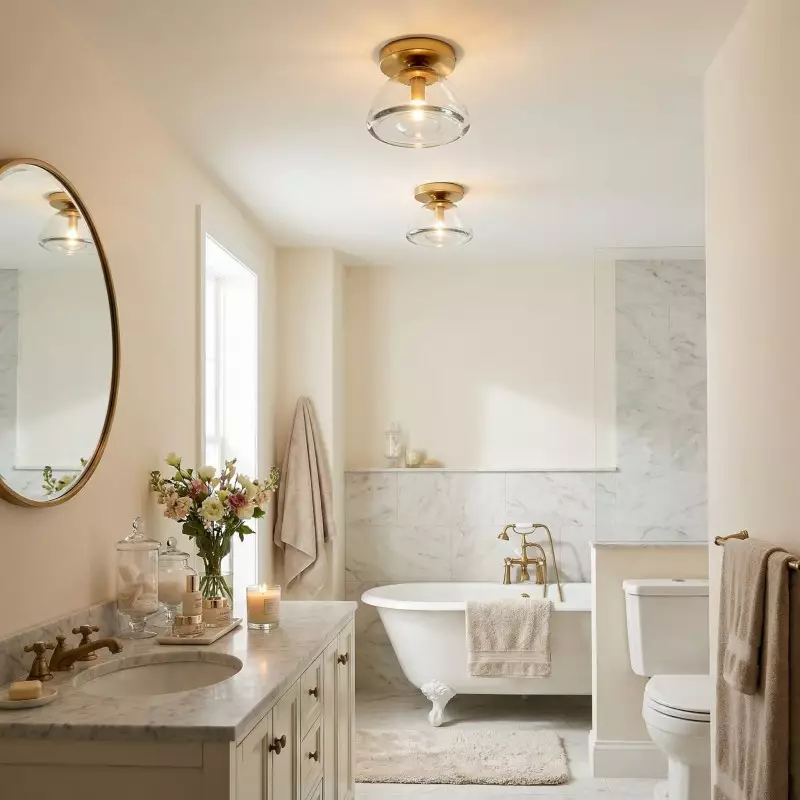 Brenna Modern Brass Cast Glass Dome Flush Mount & Wall Sconce